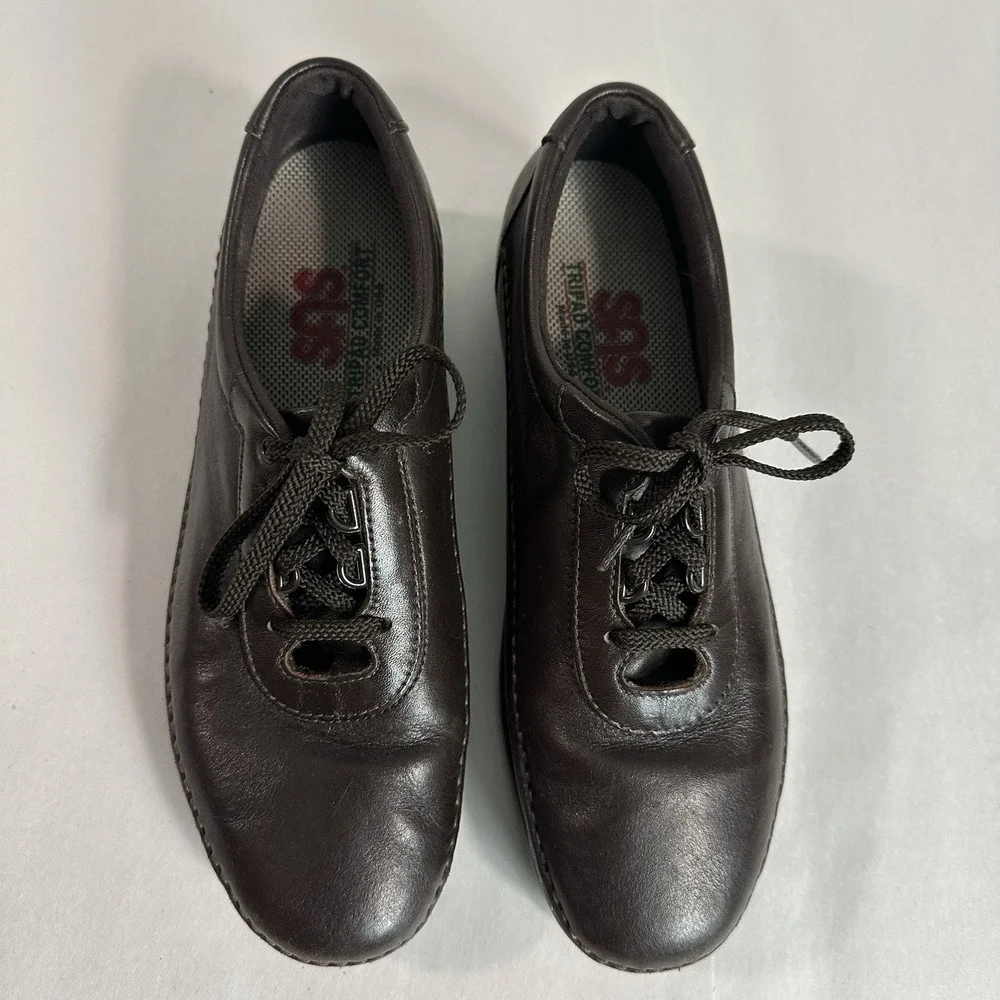 SAS Soft Step Shoes Womens 8.5N Brown Leather Tripad Comfort Lace Up Comfort USA